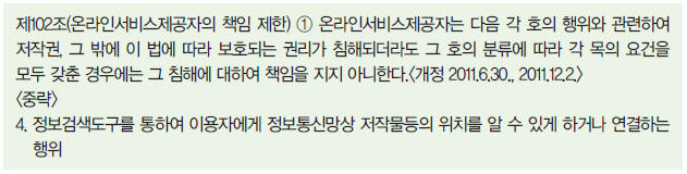 제102조(온라인서비스제공자의 책임 제한)