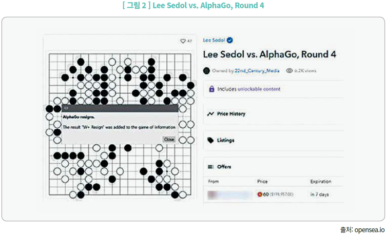 그림2_Lee Sedol vs. AlphaGo, Round 4_이세돌 9단과 구글의 알파고의 대국(제4국)의 기보를 영상으로 편집해 이더리움 체인상의 NFT로 발행한 NFT