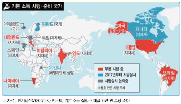 기본 소득 시행·준비 국가