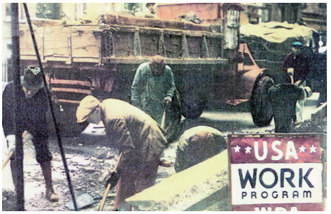 공공사업진흥국(WPA)을 통해 노동자들이 일하고 있는 모습