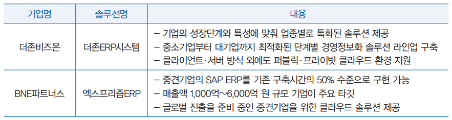 업체별 ERP 사업 전략